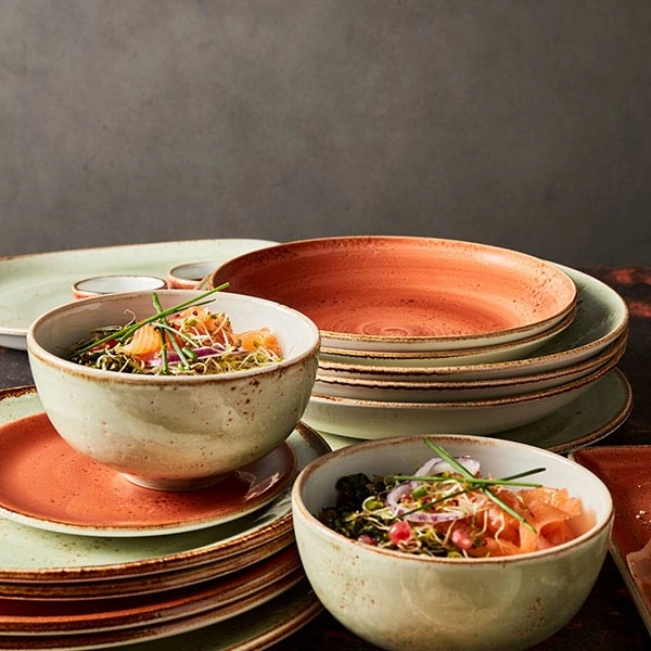 Салатник «Крафт»; фарфор; 1000мл; D=25.5,H=3.5см; зелен.