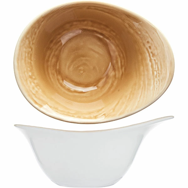 Салатник «Скейп охра»; фарфор; 420мл; D=18,H=8см; бежев.