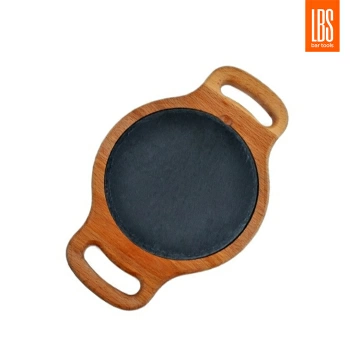 Блюдо для подачи LBS 15 см сланец на дереве с ручками от магазина ligabarshop.ru