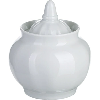 Фото Сахарница с крышкой; фарфор; 600мл; D=9,H=14.5см; белый Сахарница с крышкой; фарфор; 600мл; D=9,H=14.5см; белый