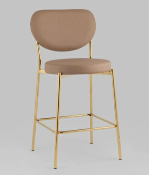 Стул полубарный Барбара NEW экокожа бежевая золотые ножки