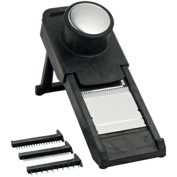 Мандолина +нож; пластик,сталь нерж.; H=13,L=41,B=14см; черный,металлич.