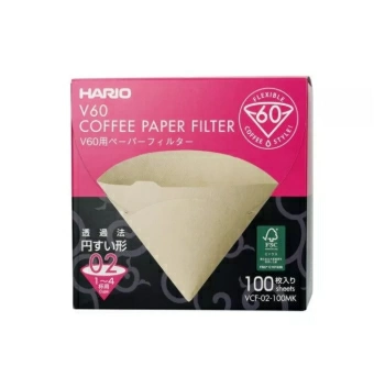 Фильтры Hario V60 бумажные неотбеленные (100 шт)