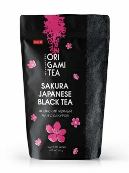 Японский чёрный чай Оригами с сакурой 50 г