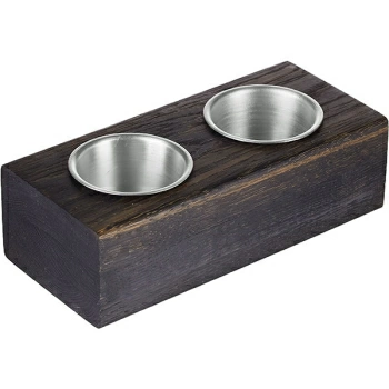 Набор соусников на подставке [2шт]; дуб,алюмин.; 80мл