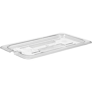 Фото Крышка для гастр-ти 1/3,вырез для ложки; поликарбонат; L=32.5,B=17.6см; прозр. Крышка для гастр-ти 1/3,вырез для ложки; поликарбонат; L=32.5,B=17.6см; прозр.