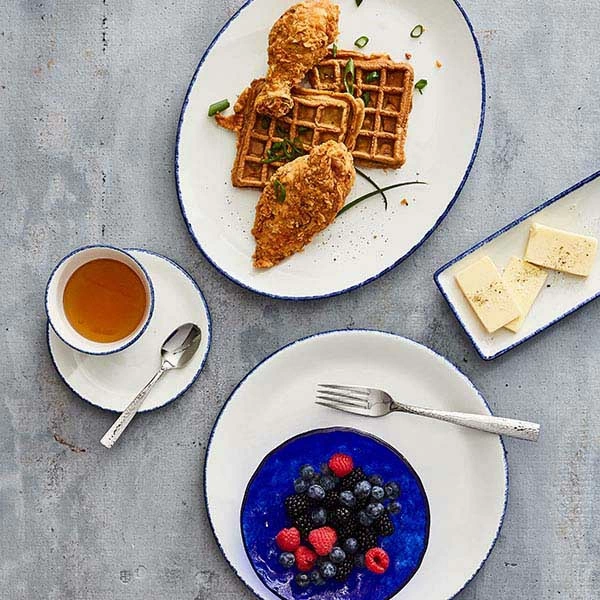 Блюдо овал. «Блю дэппл»; фарфор; H=2,L=20.3,B=16см; белый,синий