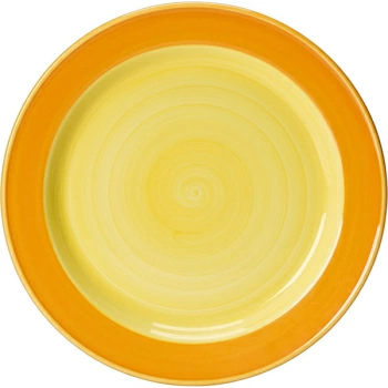 Тарелка  мелкая «Фридом-Слимлайн»; фарфор; D=23см; белый,желт.