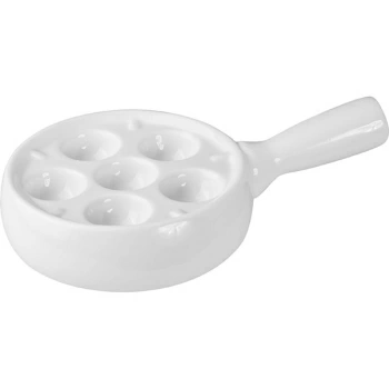 Блюдо для улиток на 6 шт с ручкой «Кунстверк»; фарфор; D=11,H=5.7,L=19,B=11.6см; белый