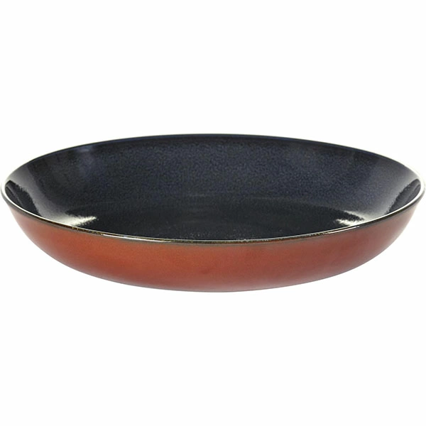 Блюдо глубокое; керамика; D=23.5,H=4.5см; синий,коричнев.