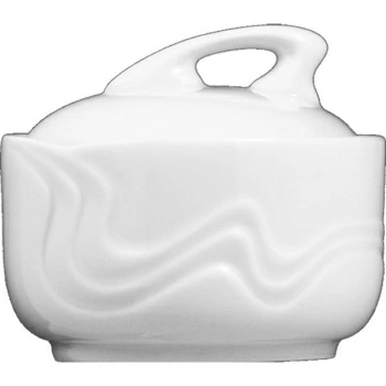 Сахарница с крыш. «Мелодия»; фарфор; 200мл; D=8.7,H=7.5см; белый