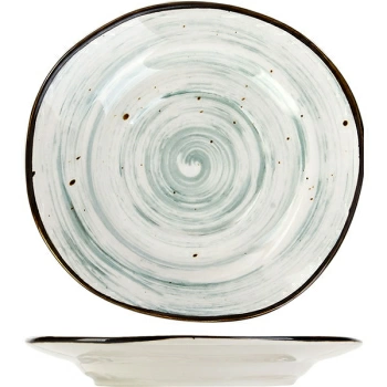 Блюдце «Пастораль»; фарфор; D=14см; зелен.