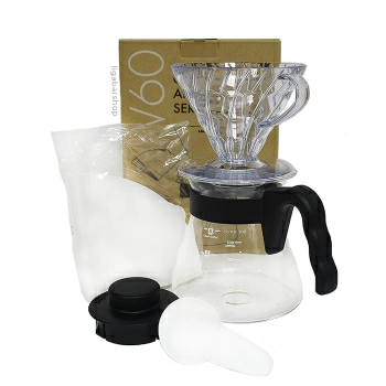 Фото Заварочный чайник 600 мл + воронка пластиковая Hario V60-02 прозрачный Заварочный чайник 600 мл + воронка пластиковая Hario V60-02 прозрачный