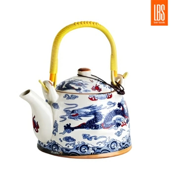 Чайник с желтой ручкой и драконом LBS 900 мл