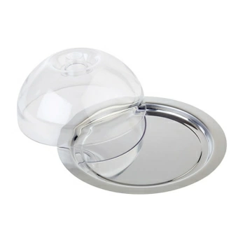 Поднос с крышкой сервиров.; полистирол,сталь нерж.; D=22/9.5см
