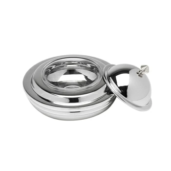 Икорница с емкостью для льда и крыш.; сталь нерж.,стекло; 180мл; D=11,H=15,L=19см; металлич.,прозр.