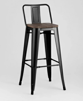 Стул барный TOLIX WOOD со спинкой черный глянцевый