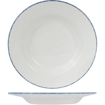 Блюдо круглое глубокое «Блю дэппл»; фарфор; 600мл; D=30,H=3.2см; белый,синий
