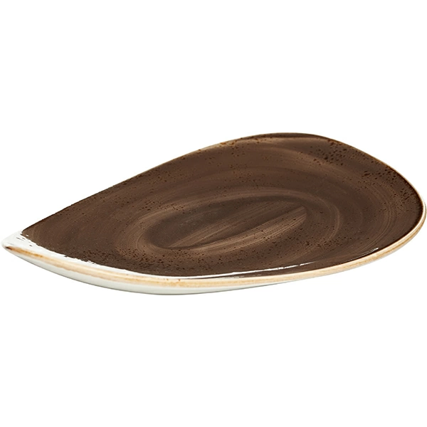 Блюдо «Крафт»; фарфор; H=3.5,L=37,B=24см; серый