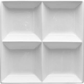 Менажница квадр. 4деления «Кунстверк»; фарфор; H=4.5,L=25,B=25см; белый