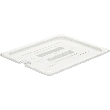 Крышка для гастр-ти 1/2,вырез для ложки; поликарбонат; L=32.5,B=26.5см; прозр.