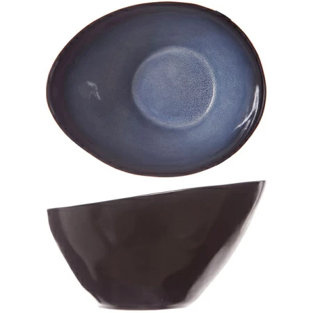 Салатник; керамика; H=8.5,L=15,B=12см; синий,черный