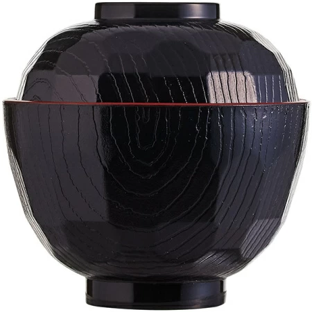 Мисосупница с крышкой; пластик; 170мл; D=10.5,H=10.5см; черный