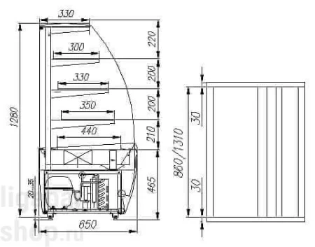 Витрина кондитерская Carboma Polus K70 VM 1,3-1 (ВХСв - 1,3д)