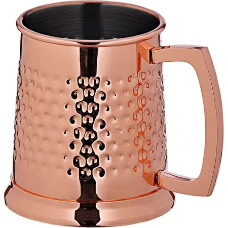 Кружка пивная рифл.; сталь нерж.,медь; 400мл; D=85мм