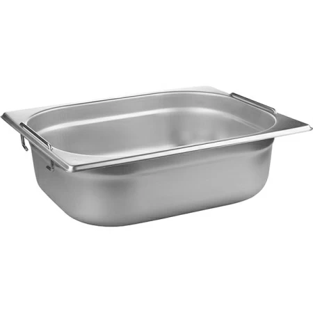 Гастроемкость (1/2) с ручками; сталь нерж.; 5.7л; H=10,L=32.5,B=26.5см; металлич.