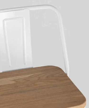 Стул барный TOLIX WOOD со спинкой белый глянцевый