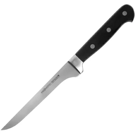 Нож для обвалки мяса «Проотель»; сталь нерж.,пластик; L=285/155,B=15мм; черный,металлич.