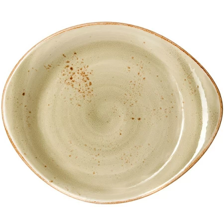 Тарелка мелкая «Крафт»; фарфор; D=25.5,H=2,L=25.5,B=20.5см; зелен.