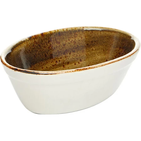 Блюдо для запек.овал. «Крафт»; фарфор; 370мл; H=5.5,L=15.5,B=10.5см; коричнев.