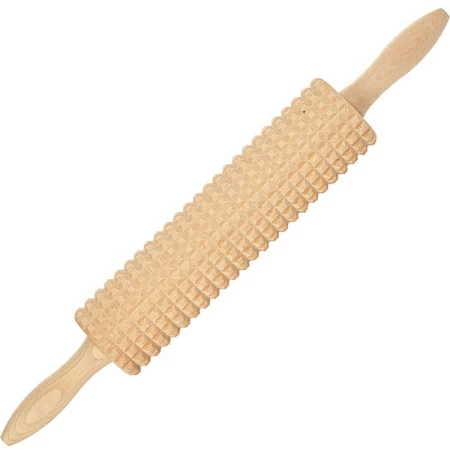 Скалка с зубцами; бук; D=6.5,L=45/25см; нат. бук