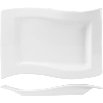 Блюдо волн.прямоугольное «Кунстверк»; фарфор; H=2.7,L=33,B=21см; белый