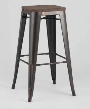 Стул барный TOLIX WOOD черный патина золото