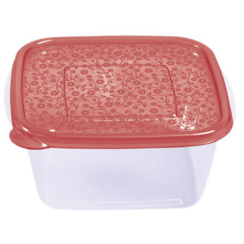 Контейнер с крышк.для холодильника и микров.печ; полипроп.; 2.1л; H=9,L=18.5,B=18.5см; прозр.,бордо