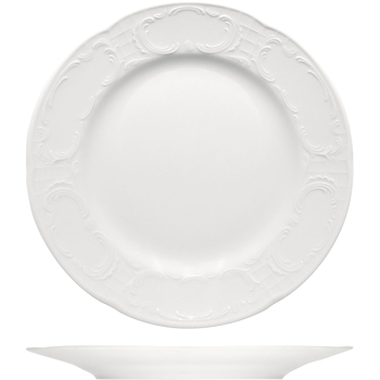 Тарелка мелкая «Моцарт» высокий край; фарфор; D=24,H=2.7см; белый