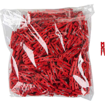 Прищепки-мини д/бокала [500шт]; дерево; L=30,B=8мм; красный