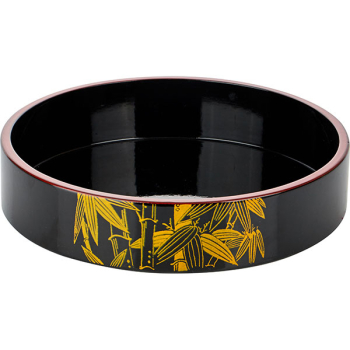 Блюдо-барабан для суши; пластик; D=24,H=5см; черный,желт.