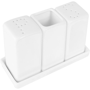 Набор для специй 3 предм. на подставке «Кунстверк»; фарфор; H=90,L=140,B=55мм; белый