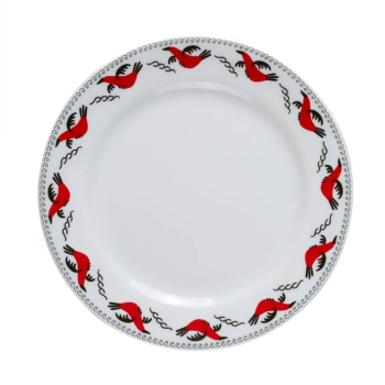 Тарелка Мезень Классик Гуси Д=190 мм фарфор белый
