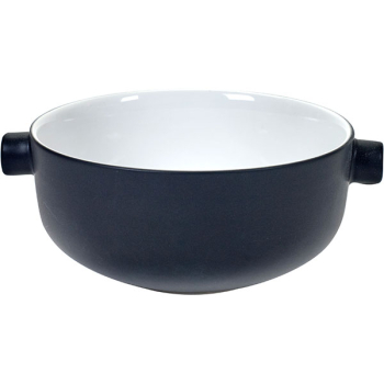 Салатник с ручками «Ловатт»; кост.фарф.; D=22.4,H=9.5см; черный,белый