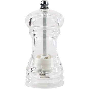 Мельница для соли/перца кер.мех.; акрил,сталь нерж.; D=5.2,H=11.5см; прозр.,серебрян.