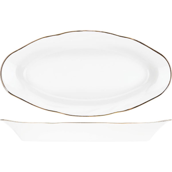 Селедочница «Голубка»; фарфор; L=25,B=12.5см; белый,золотой