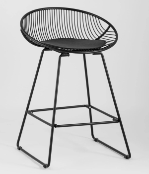 Стул полубарный UFO черный с черной подушкой