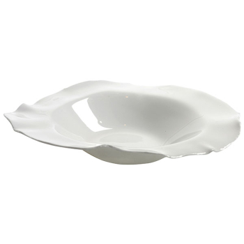 Салатник с волн.краями; кост.фарф.; L=13,B=11см; белый