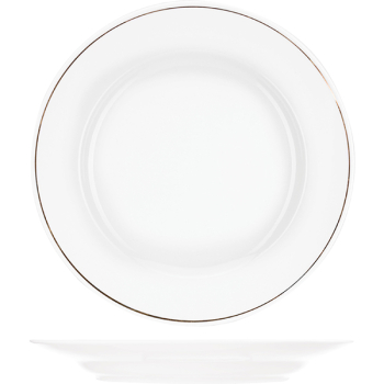 Тарелка мелкая «Идиллия»; фарфор; D=26.5,H=3.4см; белый,золотой