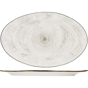 Блюдо овал. «Пастораль»; фарфор; H=2.5,L=40.5,B=25.5см; серый